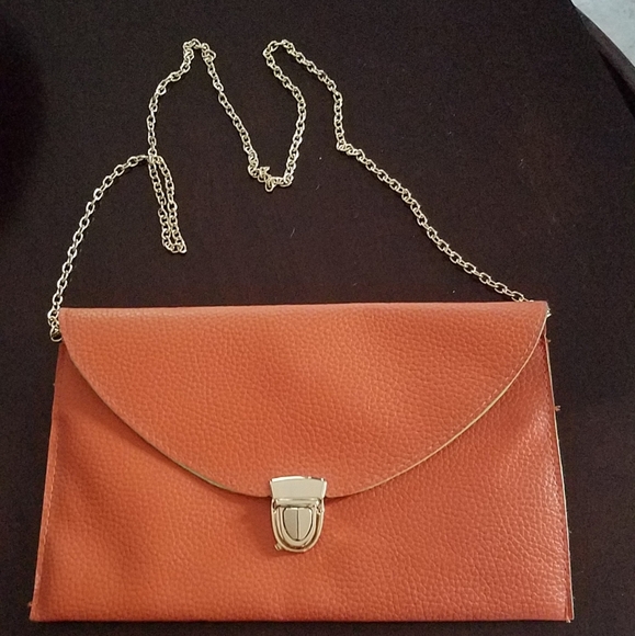 Orange And a Tan Envelope Clutch - Picture 3 of 6